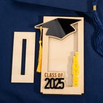 Personalized Multicolour Name Tassel Grad Cap Wooden Money Holder Cash Envelope with Base Class of 2025 Graduation Gift for Graduates