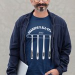 Personalised Baseball Bat Team Grandpa's All Stars 100% Cotton Soft Men's T-shirt with 1-10 Names and Year Father's Day Birthday Team Gift for Grandpa Dad