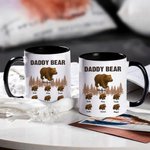 Personalized Forest Daddy Bear Leading Kid Bear 11 oz Ceramic Coffee Mug with 1-12 Names Birthday Father's Day Gift for Dad Grandpa