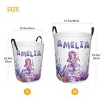 Henkilökohtainen Fantasy Mermaid kokoontaitettava vedenpitävä pyykin säilytys kori nimi ja kahva Housewarming syntymäpäivälahja tytöille lapsille