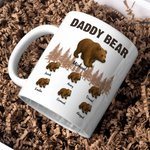 Personalized Forest Daddy Bear Leading Kid Bear 11 oz Ceramic Coffee Mug with 1-12 Names Birthday Father's Day Gift for Dad Grandpa