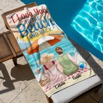 Personalized Love to The Beach and Back Cartoon Character Soft Quick Dry Oversized Beach Towel with Name Summer Party Birthday Gift for Him Her