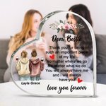Personalized Floral Bestie Back View Design Heart-Shaped Acrylic Plaque with Name and Text Desk Decor Birthday Gift for Sister Friend
