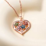 Personalisierte Herzförmige Familie Hakskette mit 1-8 Geburtsstein-Blumen Namen Gravur Geburtstag Jahrestag Muttertag Geschenk für Damen Mama Oma