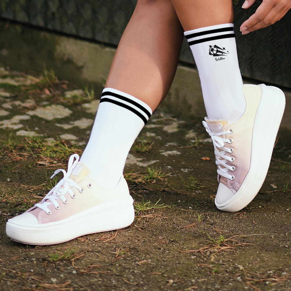 Chaussettes de sport à mi-mollet personnalisées avec nom Cadeau d'anniversaire pour les amateurs de football