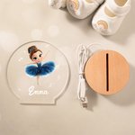 Gepersonaliseerd 3D Cartoon Ballet Meisje LED Nachtlampje met Houten Voet en Naam Kamerdecoratie Wedstrijdprijs Verjaardagscadeau voor Ballerina's