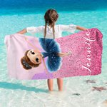Toalla de playa de gran tamaño de secado rápido con nombre personalizada con dibujos animados en 3D de una bailarina Vacaciones de verano Esenciales Fiesta en la piscina Cumpleaños Regalo para niñas