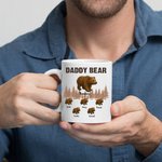 Personalized Forest Daddy Bear Leading Kid Bear 11 oz Ceramic Coffee Mug with 1-12 Names Birthday Father's Day Gift for Dad Grandpa