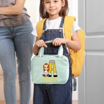 Personalized Multicolor Cartoon Character Insulated Lunch Bag with Name and Initial Back to School Work Picnic Gift for Kids Family