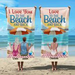 Personalized Love to The Beach and Back Cartoon Character Soft Quick Dry Oversized Beach Towel with Name Summer Party Birthday Gift for Him Her