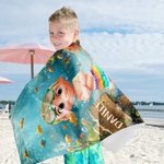 Personalizzato bambino subacqueo 3D personaggio dei cartoni animati sovradimensionato asciugatura rapida asciugamano da spiaggia con nome piscina estiva essenziale festa di compleanno per ragazzi raga