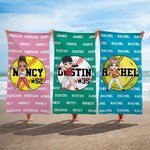 Personalized Cartoon Character Baseball Softball Quick Dry Oversized Soft Beach Towel with Name Travel Vacation Favor Birthday Gift for Sports Lover