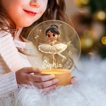 Gepersonaliseerd 3D Cartoon Ballet Meisje LED Nachtlampje met Houten Voet en Naam Kamerdecoratie Wedstrijdprijs Verjaardagscadeau voor Ballerina's