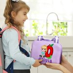 Personalized Multicolor Cartoon Character Insulated Lunch Bag with Name and Initial Back to School Work Picnic Gift for Kids Family