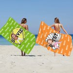 Personalized Cartoon Character Baseball Softball Quick Dry Oversized Soft Beach Towel with Name Travel Vacation Favor Birthday Gift for Sports Lover