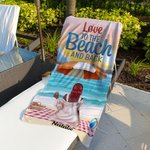 Personalized Love to The Beach and Back Cartoon Character Soft Quick Dry Oversized Beach Towel with Name Summer Party Birthday Gift for Him Her