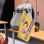 Personalized Basketball Cartoon Character Super Absorbent Waffle Sports Towel with Name and Monogram Team Game Birthday Gift for Sports Lover