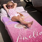 Toalla de playa de gran tamaño de secado rápido con nombre personalizada con dibujos animados en 3D de una bailarina Vacaciones de verano Esenciales Fiesta en la piscina Cumpleaños Regalo para niñas
