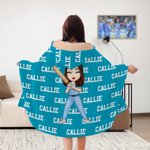 Personalized Sports Ball Cartoon Character Soft Hooded Blanket with Name Birthday Gift for Sports Lover