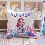 Gepersonaliseerd Fantasie Zeemeermin Zacht Kussenovertrek met Naam Kinderkamer Slaapkamer Decor Verjaardagscadeau voor Meisje Kinderen