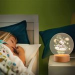 Luce notturna personalizzata in acrilico con nome animali del sonno in stile cartone animato e base in legno regalo di compleanno per bambini