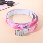 Personalised Embroidery Pink Flower Fantasy Butterfly Canvas Belt with Name and Adjustable Buckle Birthday Gift for Women Girls