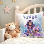 Gepersonaliseerd Fantasie Zeemeermin Zacht Kussenovertrek met Naam Kinderkamer Slaapkamer Decor Verjaardagscadeau voor Meisje Kinderen
