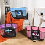 Personalized Dancing Silhouette Large Oxford Mesh Tote Bag with Text and Name Mother’s Day Game Day Birthday Gift for Mom Grandma Dancers