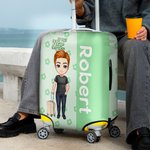 Personalized Flower Cartoon Travel Character Luggage Cover Fits 18-32 Inches Suitcase with Name Travel Accessories Birthday Gift for Family Friends