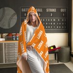 Personalized Sports Ball Cartoon Character Soft Hooded Blanket with Name Birthday Gift for Sports Lover