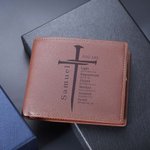Personalized Bible Cross Portable PU Leather Wallet with Name Father's Day Birthday Anniversary Gift for Man