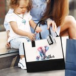 Personalized Cute Watercolor Elephant Large Canvas Tote Bag with Name Birthday Appreciation Gift for Elephant Lovers Family Friend
