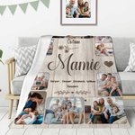 Couverture Personnalisée avec Noms Photos et Textes Décoration de la Maison Cadeau pour Fête des Mères ou Fête des Pères