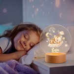 Luce notturna personalizzata in acrilico con nome animali del sonno in stile cartone animato e base in legno regalo di compleanno per bambini