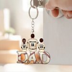 Personalized Baseball Dad and 1-4 Children Acrylic Keychain with Names and Number Father's Day Birthday Gift for Dad Baseball Lovers Players