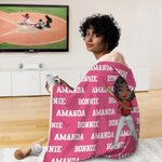 Personalized Sports Ball Cartoon Character Soft Hooded Blanket with Name Birthday Gift for Sports Lover