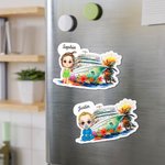 Personalizzato Cruise Era Cartoon Character Coconut Tree Fridge Magnet con nome Travel Summer Vacation Holiday Gift per gli amici di famiglia