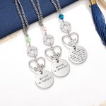 Personalised Birthstone Compass Heart Design Rear View Mirror Car Charm with Engraved Year and Text Graduation Gift for Graduates Car Owner