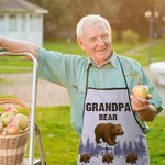 Personalised Papa Bear and 1-12 Kid Bears BBQ Waterproof Adjustable Apron with Title and Names Father's Day Birthday Gift for Dad Grandpa