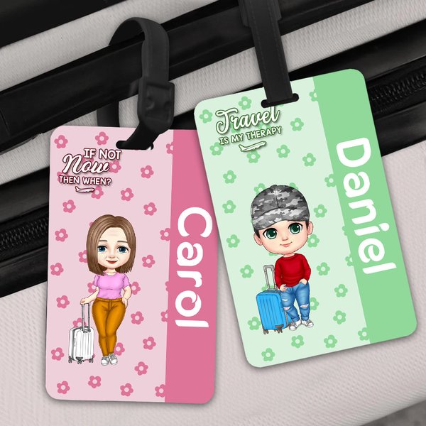 Personalized Flower Cartoon Character Luggage Tag with Name Travel Accessory Birthday Gift for Family Friends