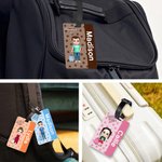 Personalized Flower Cartoon Character Luggage Tag with Name Travel Accessory Birthday Gift for Family Friends