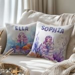 Gepersonaliseerd Fantasie Zeemeermin Zacht Kussenovertrek met Naam Kinderkamer Slaapkamer Decor Verjaardagscadeau voor Meisje Kinderen