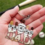 Personalized Baseball Dad and 1-4 Children Acrylic Keychain with Names and Number Father's Day Birthday Gift for Dad Baseball Lovers Players