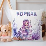 Gepersonaliseerd Fantasie Zeemeermin Zacht Kussenovertrek met Naam Kinderkamer Slaapkamer Decor Verjaardagscadeau voor Meisje Kinderen