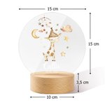 Luce notturna personalizzata in acrilico con nome animali del sonno in stile cartone animato e base in legno regalo di compleanno per bambini