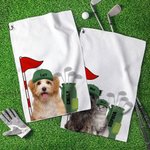 Personalized Cute Golf Pet Photo Super Absorbent Waffle Sport Towel with 1-5 Names and Hanging Clip Game Day Birthday Gift for Golf Players Pet Lovers