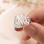 Personalized Retro Style Monogram Ring with 1-3 Initials Dainty Jewelry Mother's Day Anniversary Birthday Gift for Couple Women Friend