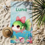 Personalizzato Cartoon Mermaid Ocean Animals Quick Dry Oversized Beach Towel con nome Summer Party Travel Gift for Kids Ocean Lovers