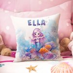 Gepersonaliseerd Fantasie Zeemeermin Zacht Kussenovertrek met Naam Kinderkamer Slaapkamer Decor Verjaardagscadeau voor Meisje Kinderen