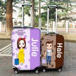 Personalized Flower Cartoon Travel Character Luggage Cover Fits 18-32 Inches Suitcase with Name Travel Accessories Birthday Gift for Family Friends